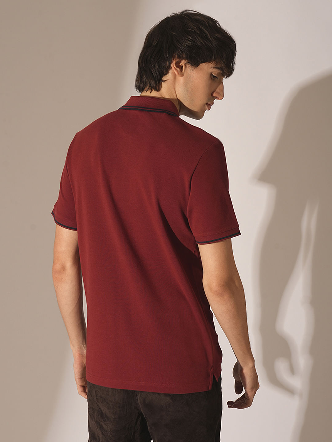 Red Embroidered Organic Cotton Polo