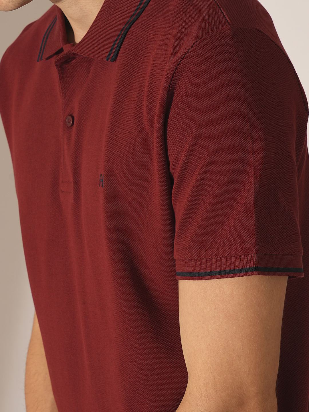 Red Embroidered Organic Cotton Polo