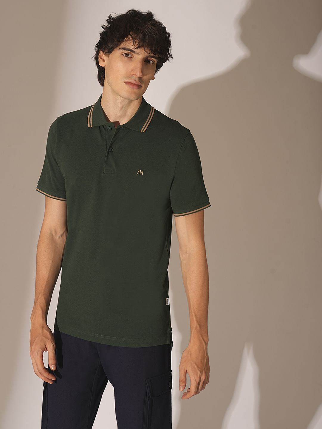 Green Embroidered Organic Cotton Polo