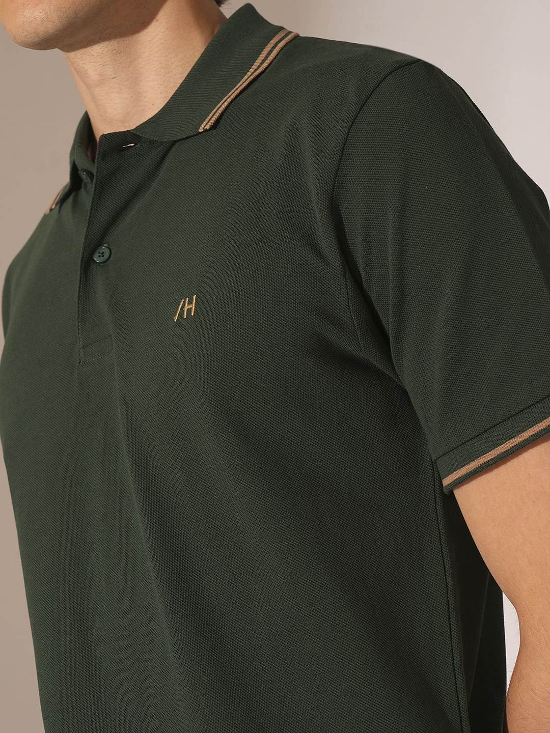 Green Embroidered Organic Cotton Polo