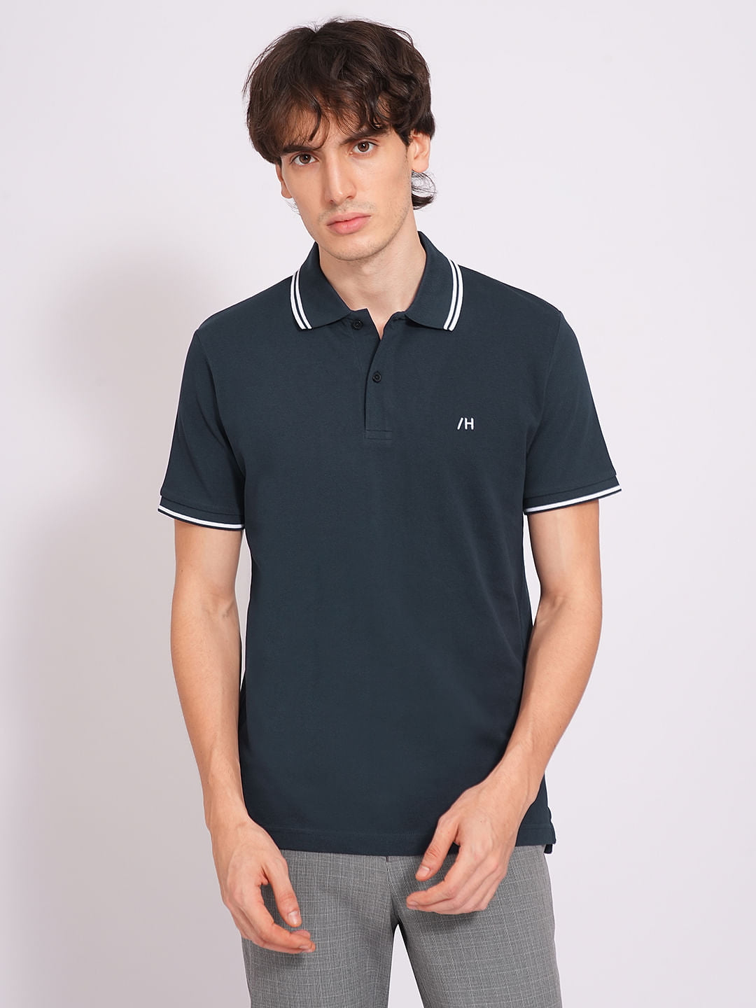 Blue Organic Cotton Knitted Polo
