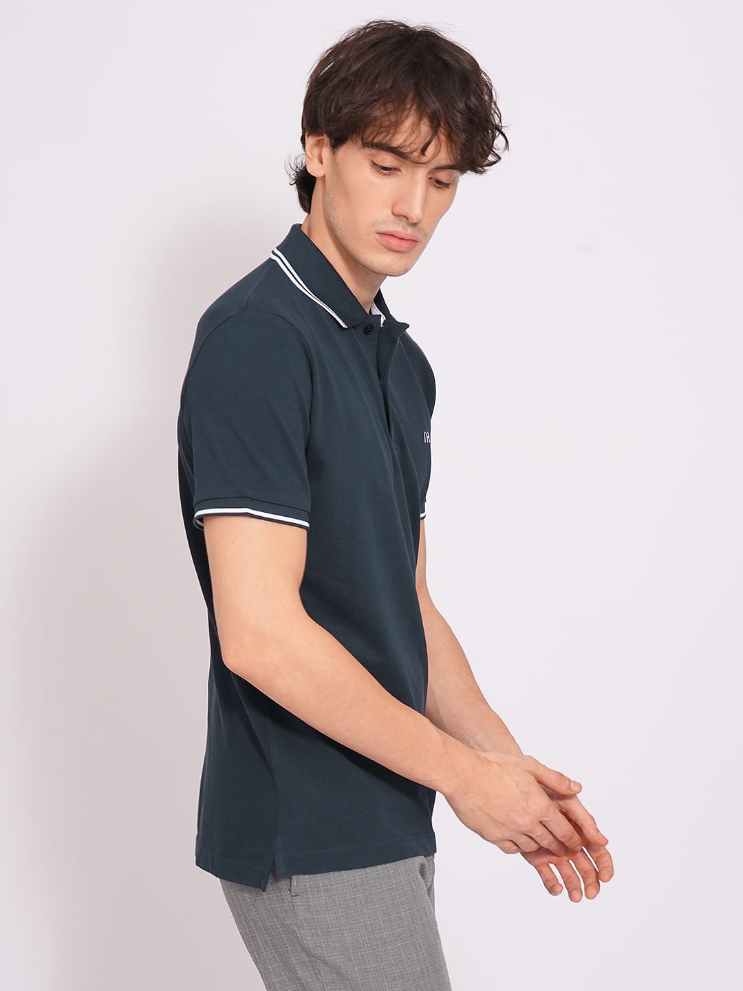 Blue Organic Cotton Knitted Polo