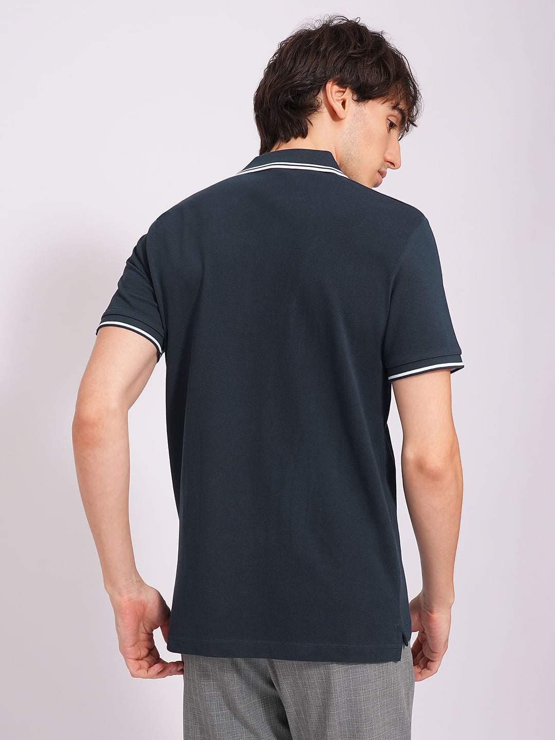 Blue Organic Cotton Knitted Polo