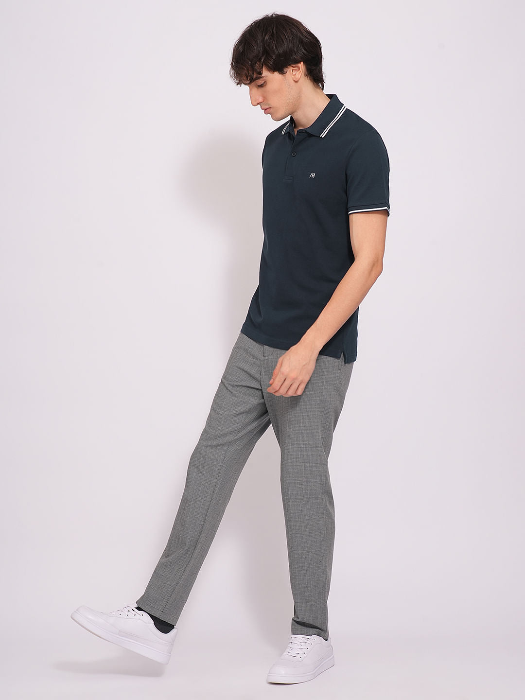 Blue Organic Cotton Knitted Polo