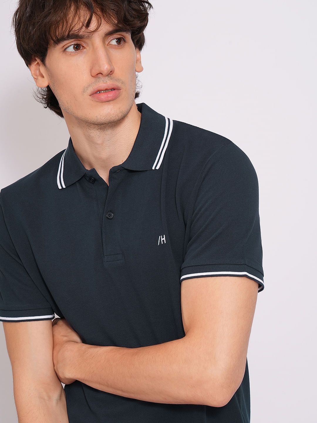 Blue Organic Cotton Knitted Polo