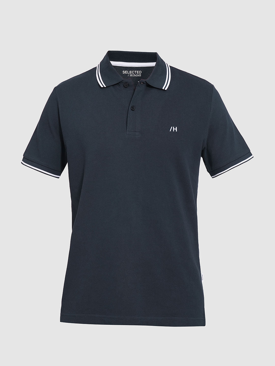 Blue Organic Cotton Knitted Polo