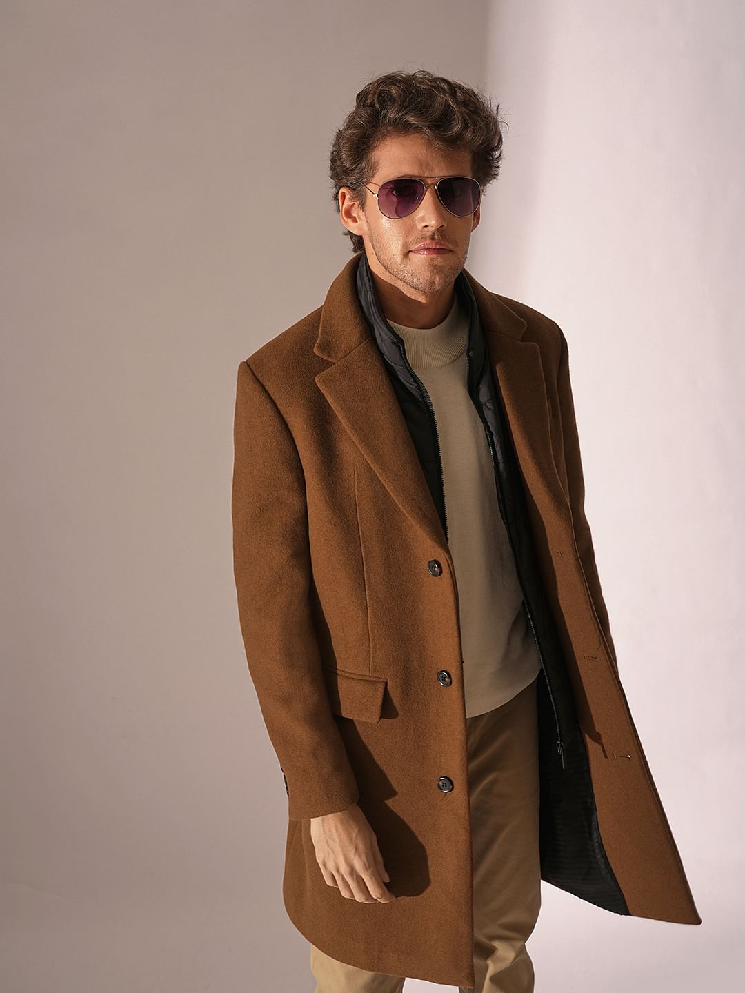 Dark Brown Tailored Wool Coat