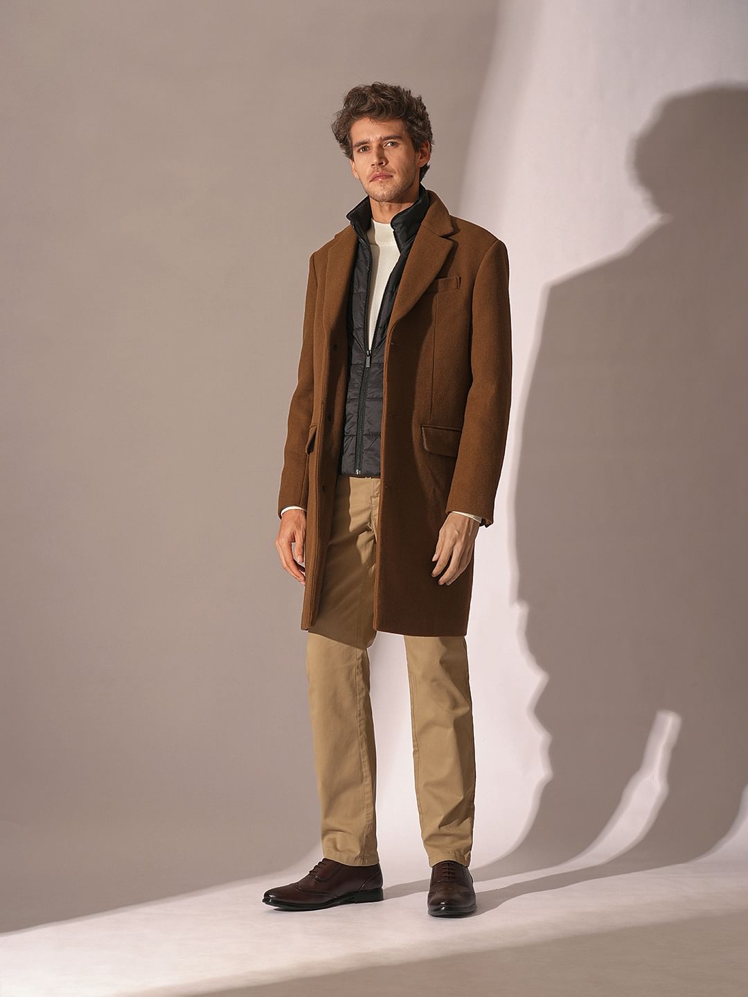 Dark Brown Tailored Wool Coat