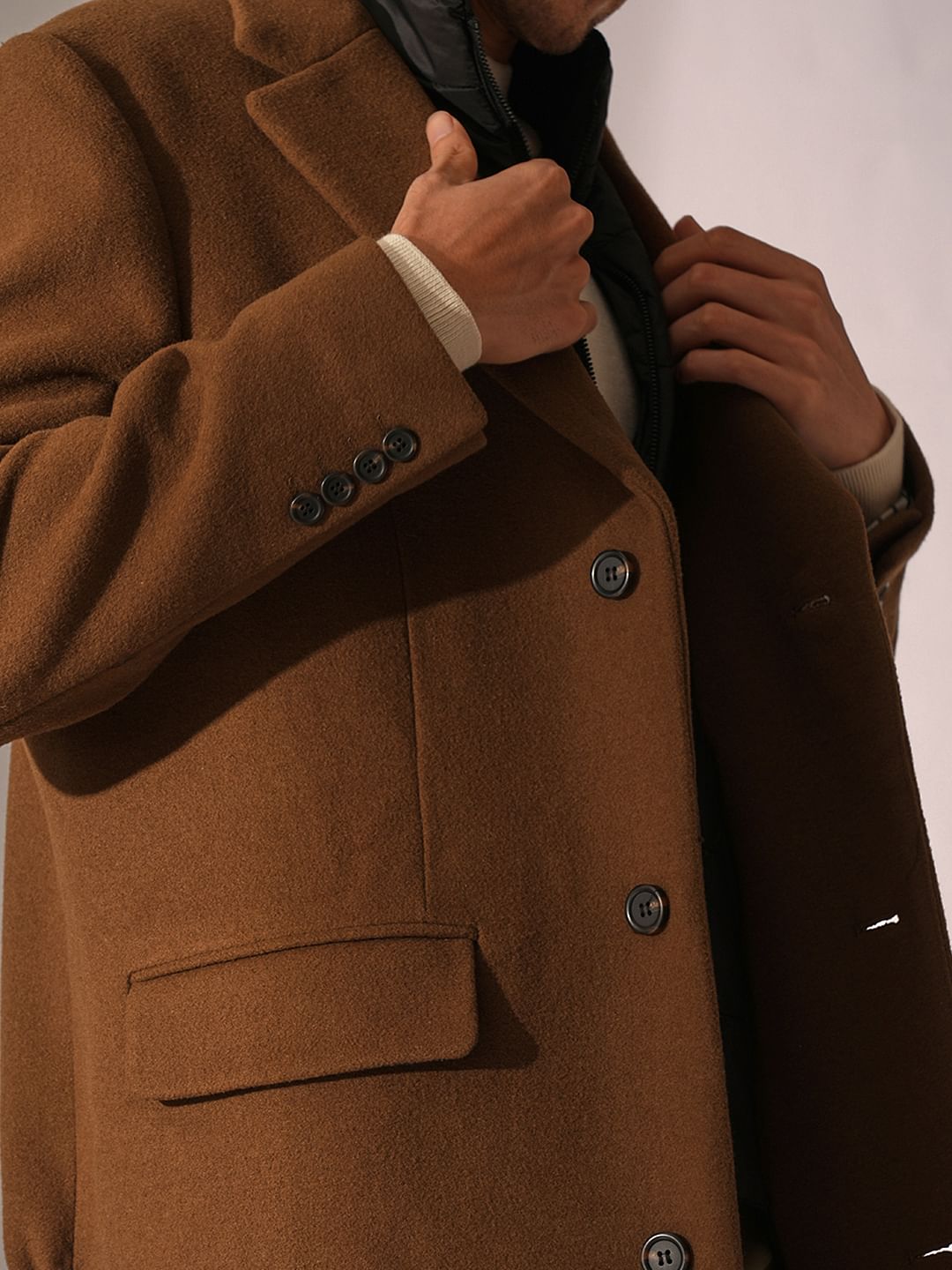 Dark Brown Tailored Wool Coat