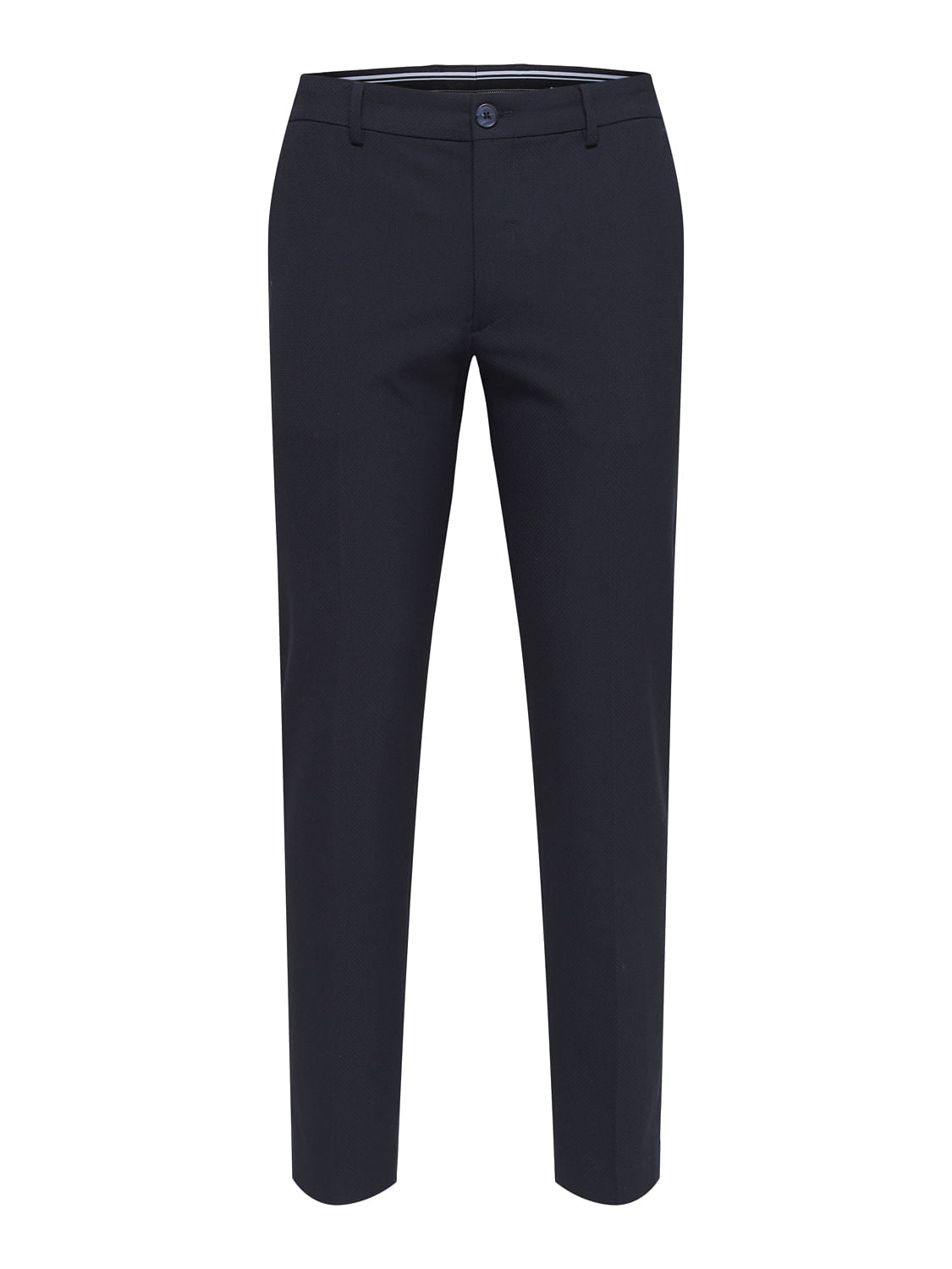 Navy Blue Mid Rise Tailored Trousers