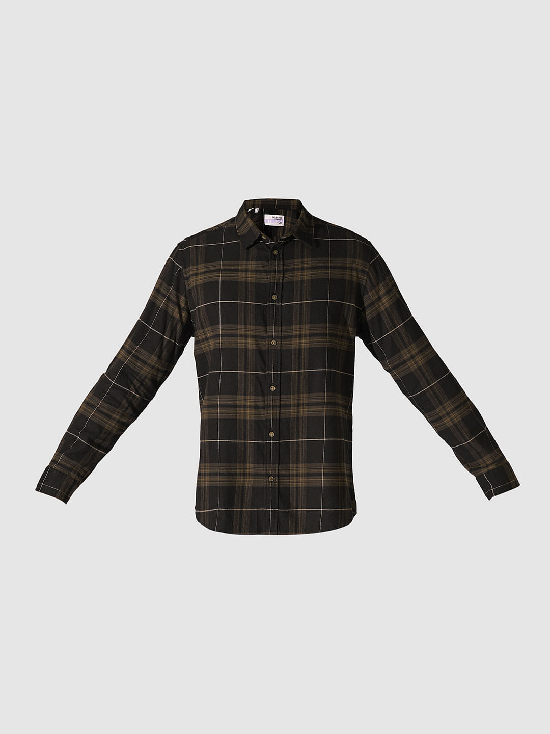 Navy Blue Flannel Check Overshirt