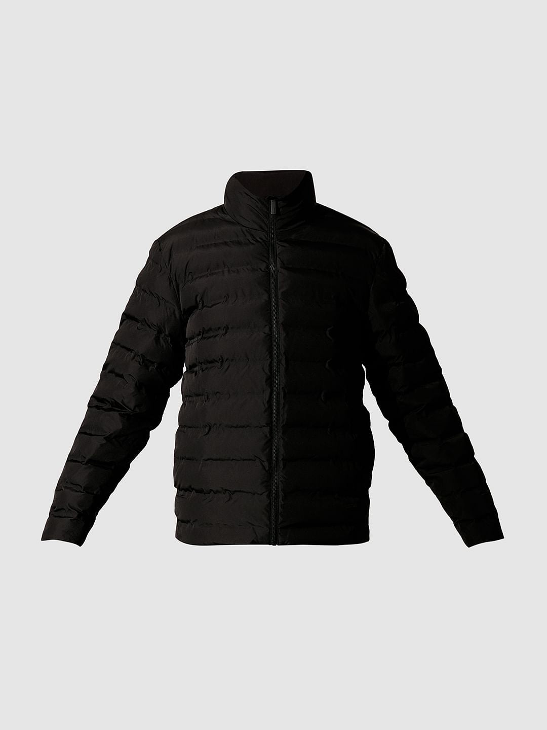 Blue High Neck Quilted Jacket