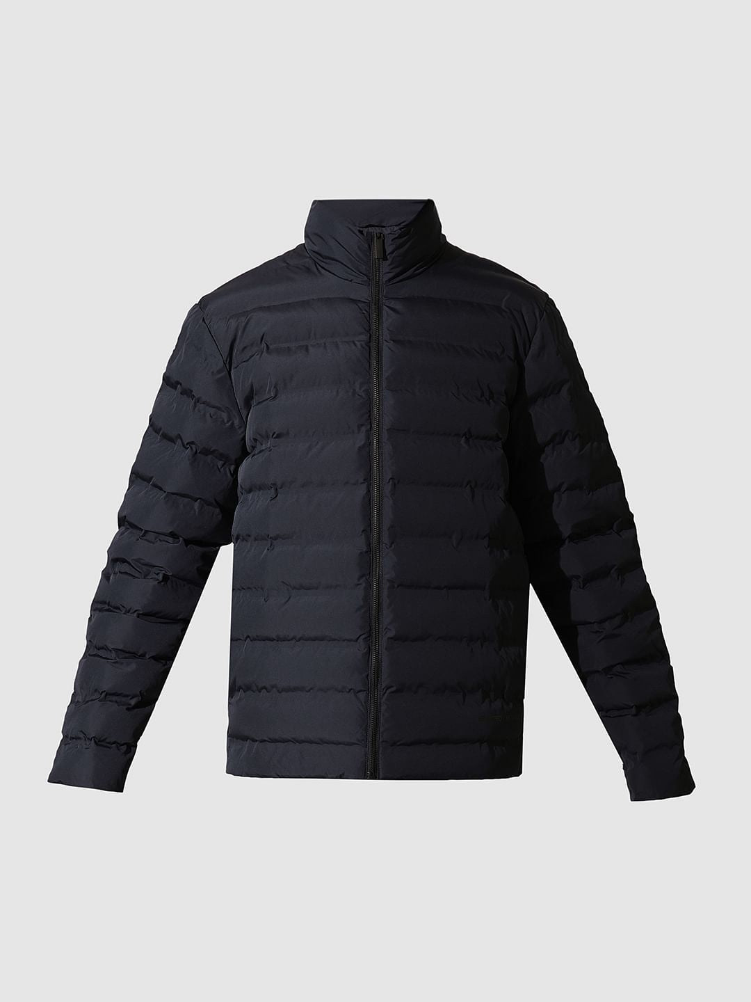 Blue High Neck Quilted Jacket