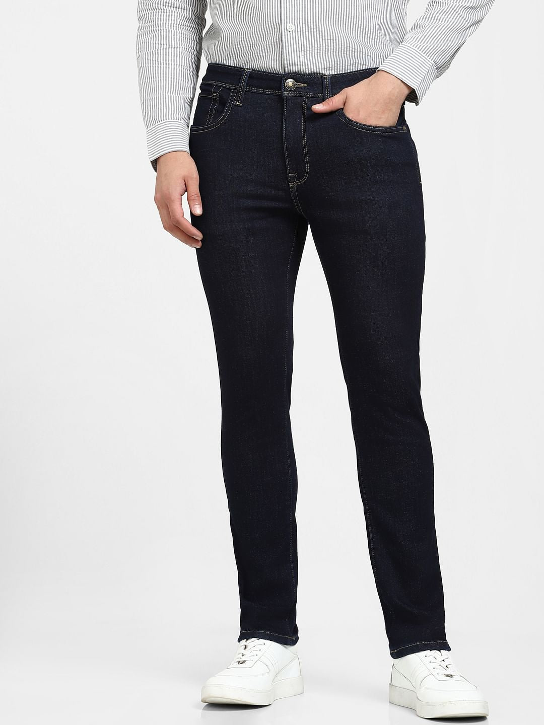 Dark Blue Mid Rise Slim Fit Jeans