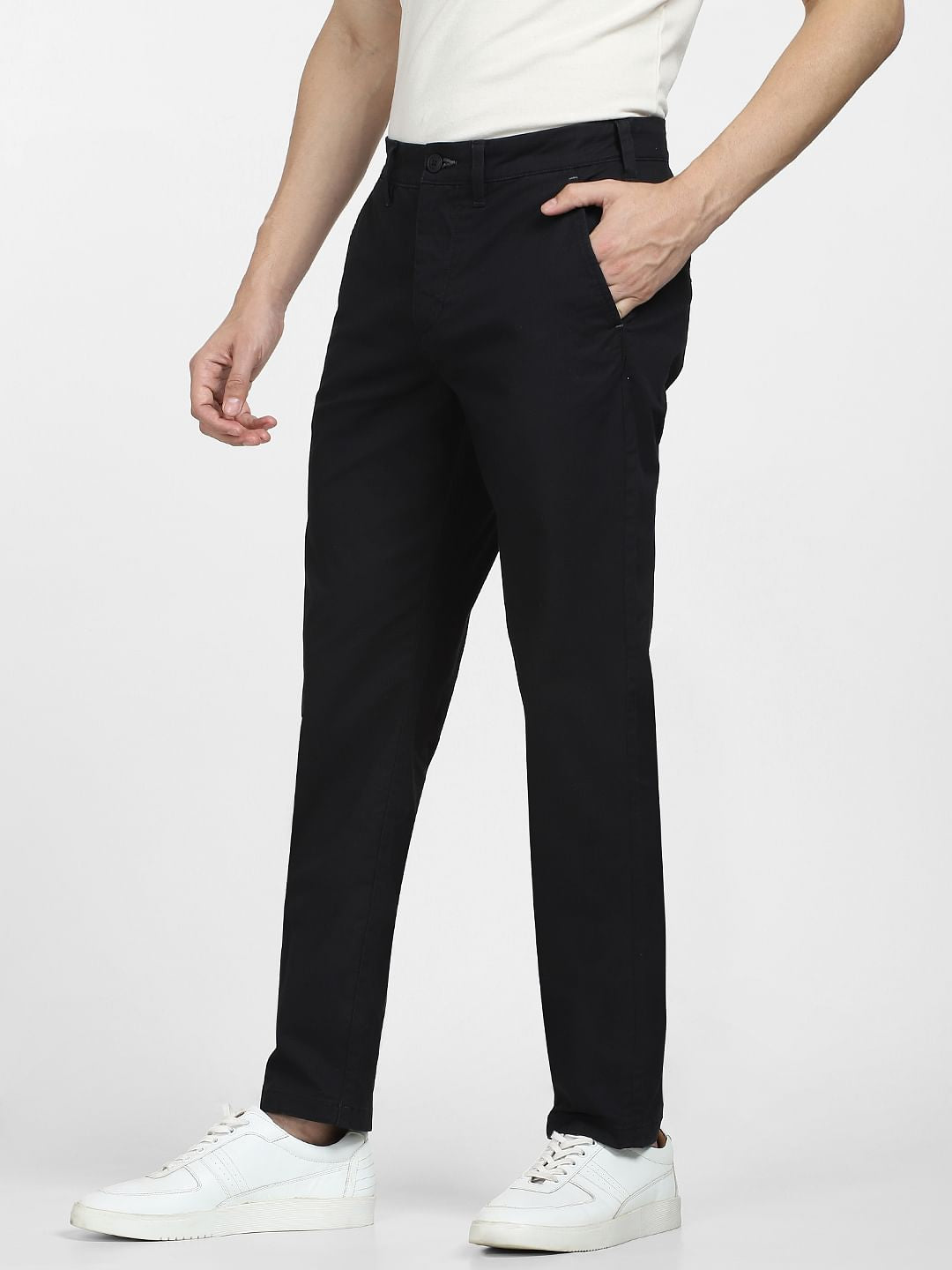 Black Mid Rise Organic Cotton Pants