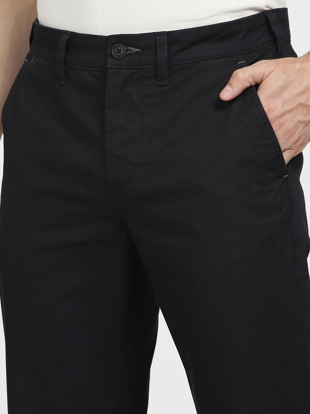 Black Mid Rise Organic Cotton Pants