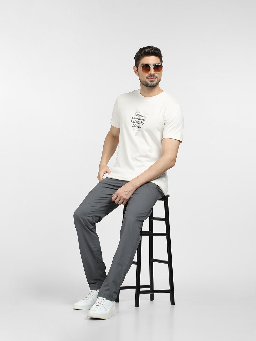 Dark Grey Mid Rise Slim Fit Pants
