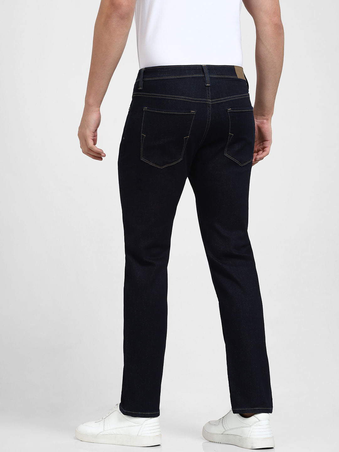 Dark Blue Mid Rise Straight Fit Jeans