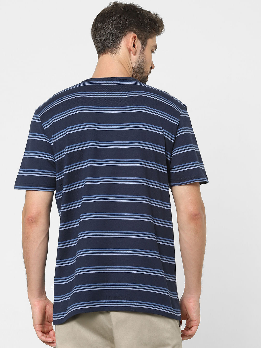 Blue Striped Crew Neck T-Shirt