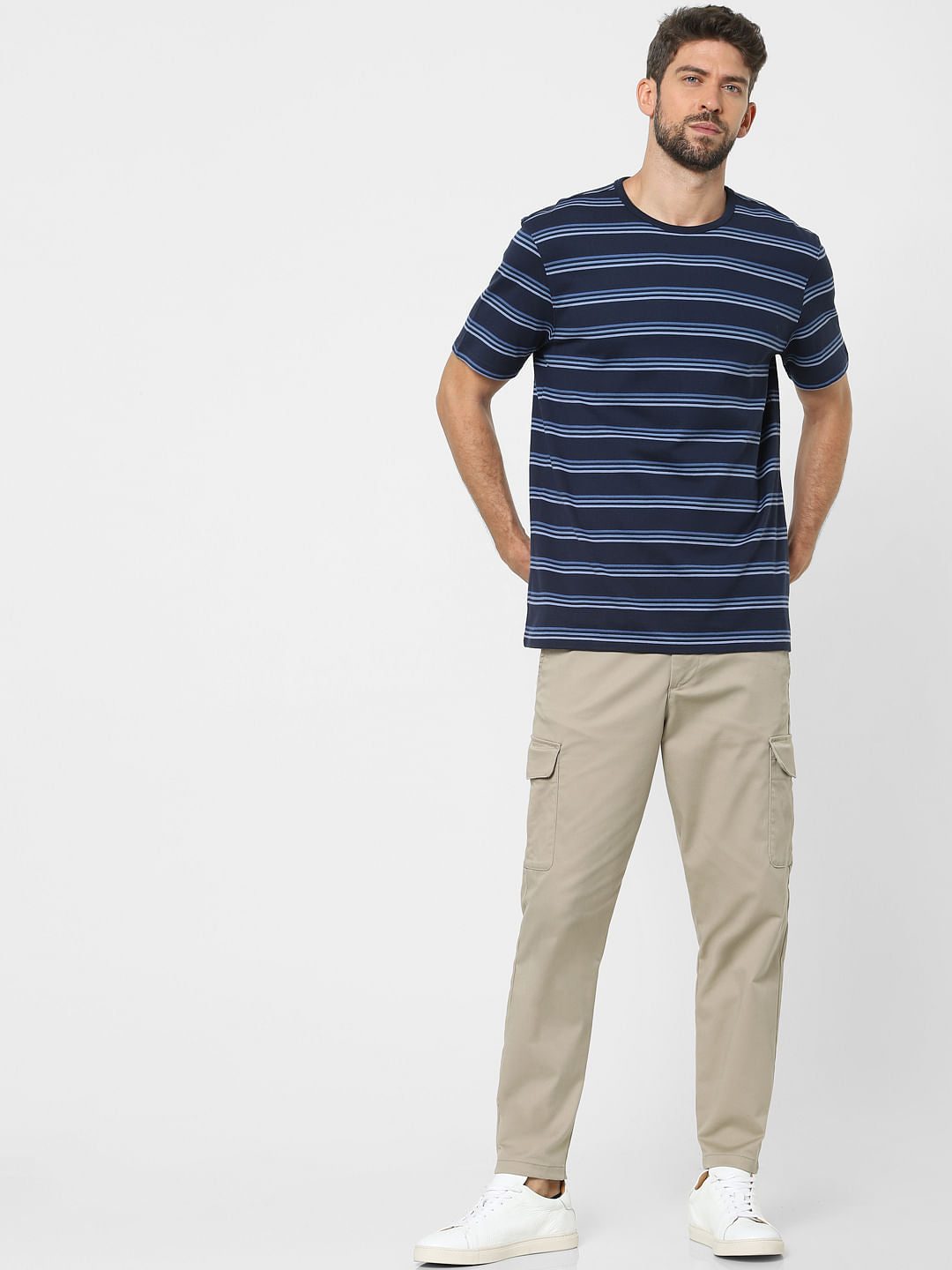 Blue Striped Crew Neck T-Shirt