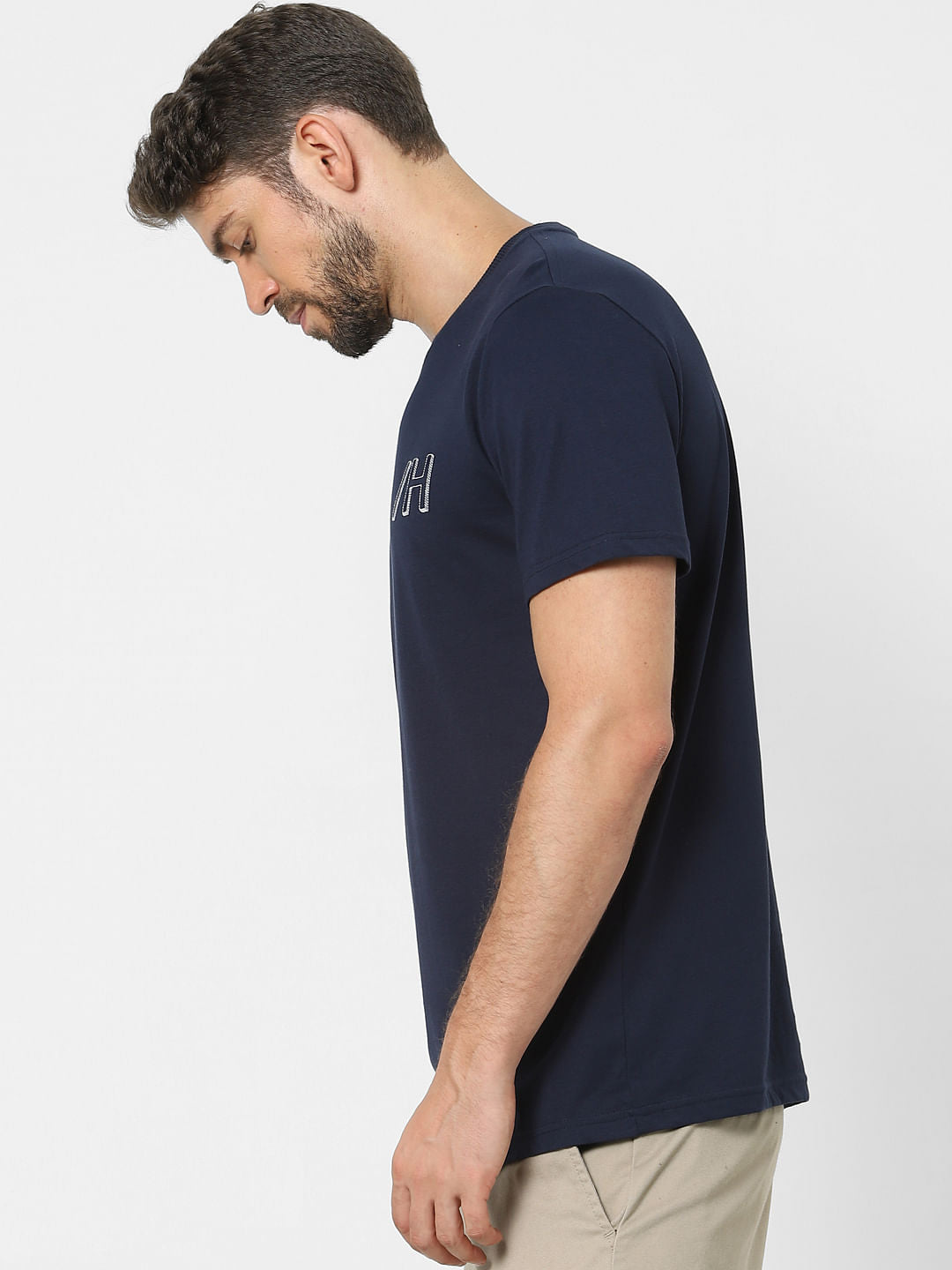 Blue Organic Cotton Crew Neck T-Shirt