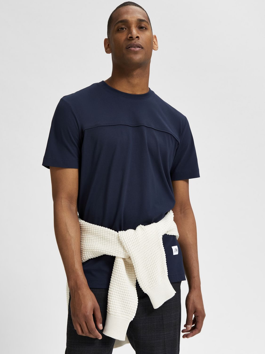 Blue Organic Cotton Crew Neck T-Shirt