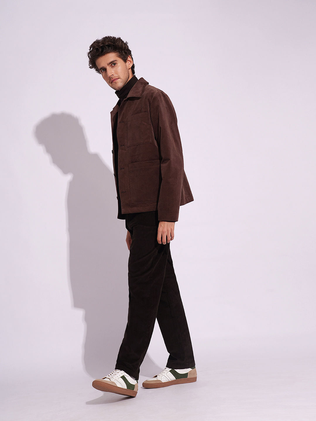 Brown Corduroy Straight Fit Pants