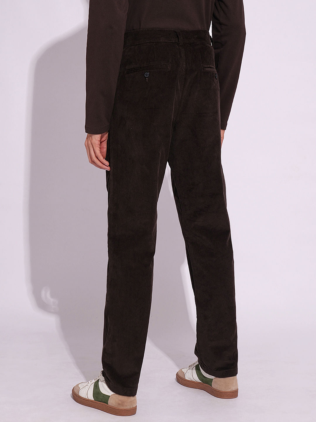 Brown Corduroy Straight Fit Pants