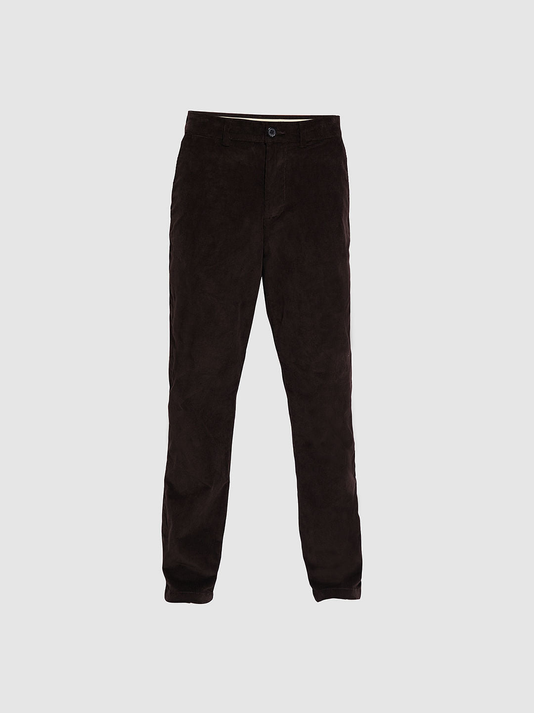 Brown Corduroy Straight Fit Pants