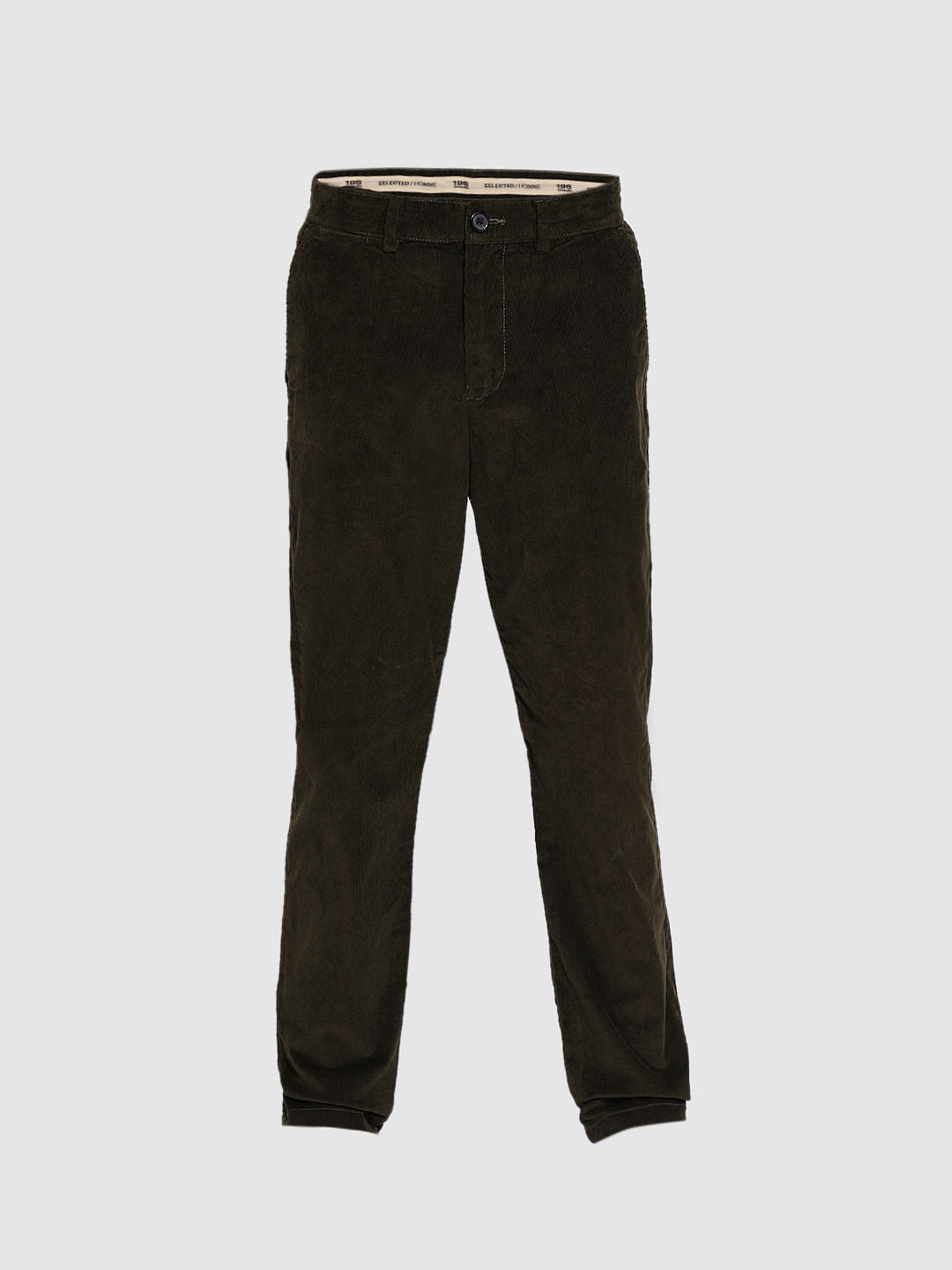Green Corduroy Straight Fit Pants