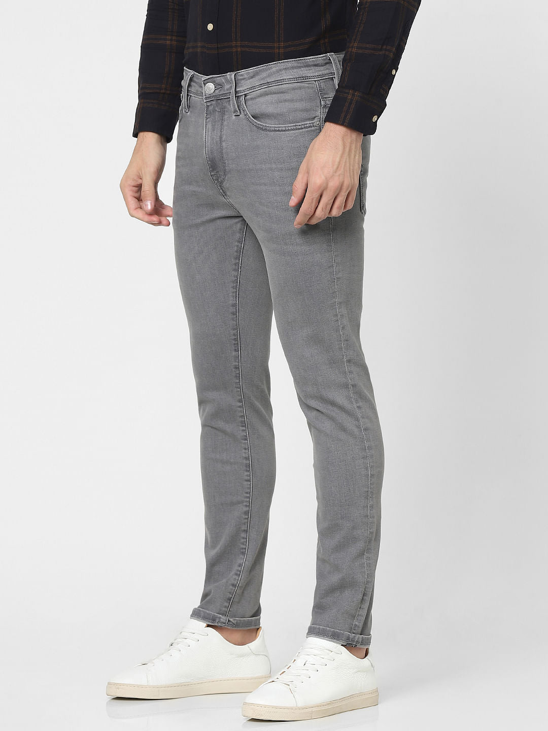Grey Mid Rise Organic Cotton Slim Jeans