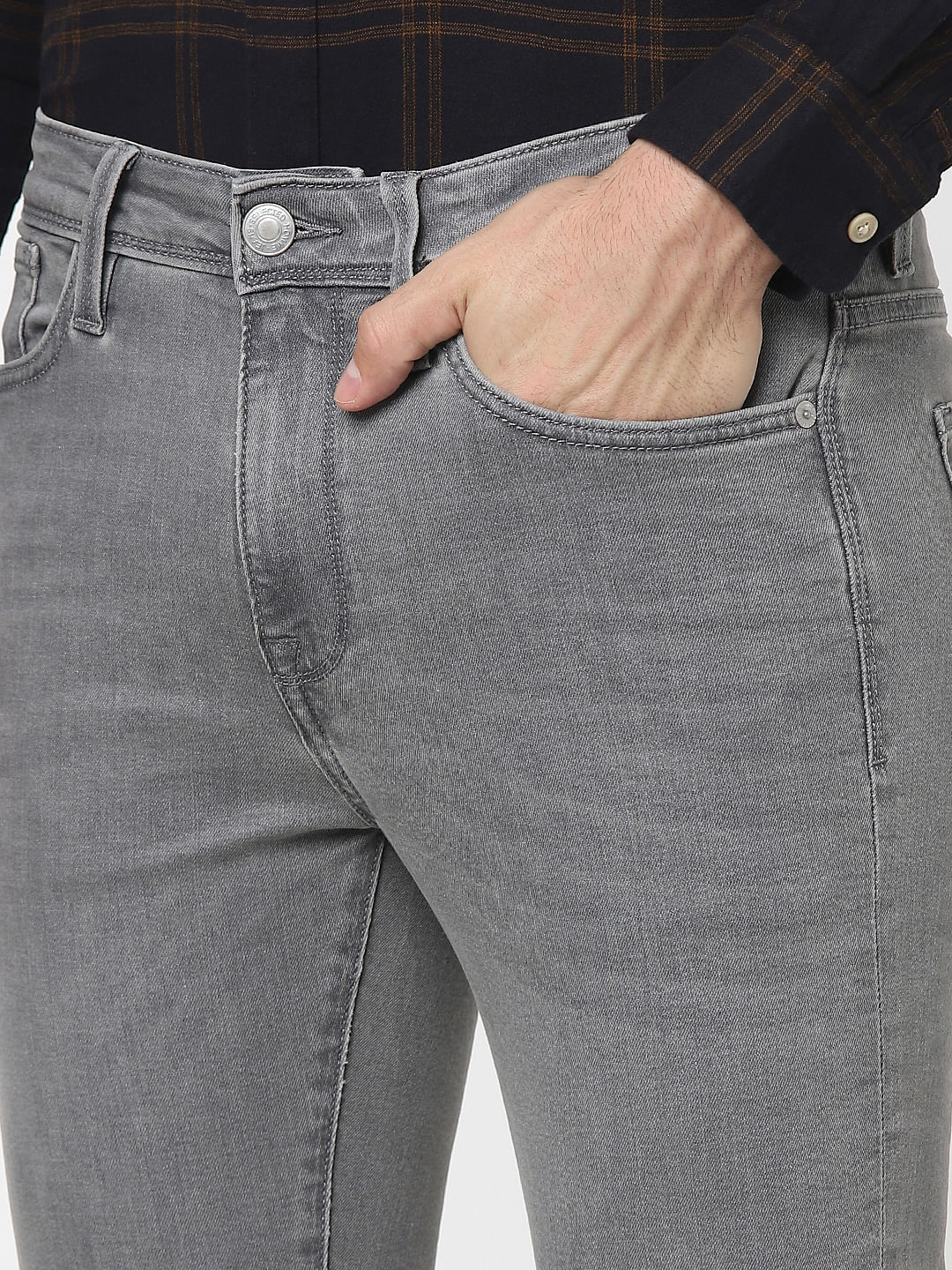 Grey Mid Rise Organic Cotton Slim Jeans