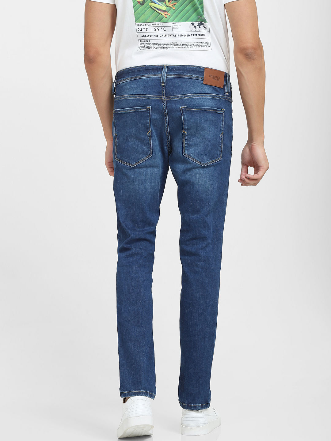 Blue Mid Rise Faded Slim Fit Jeans