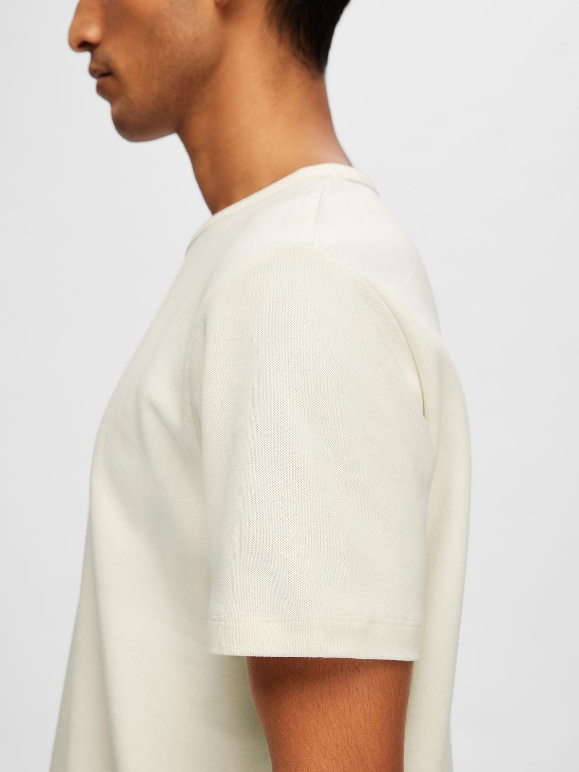 White Pique Crew Neck T-shirt