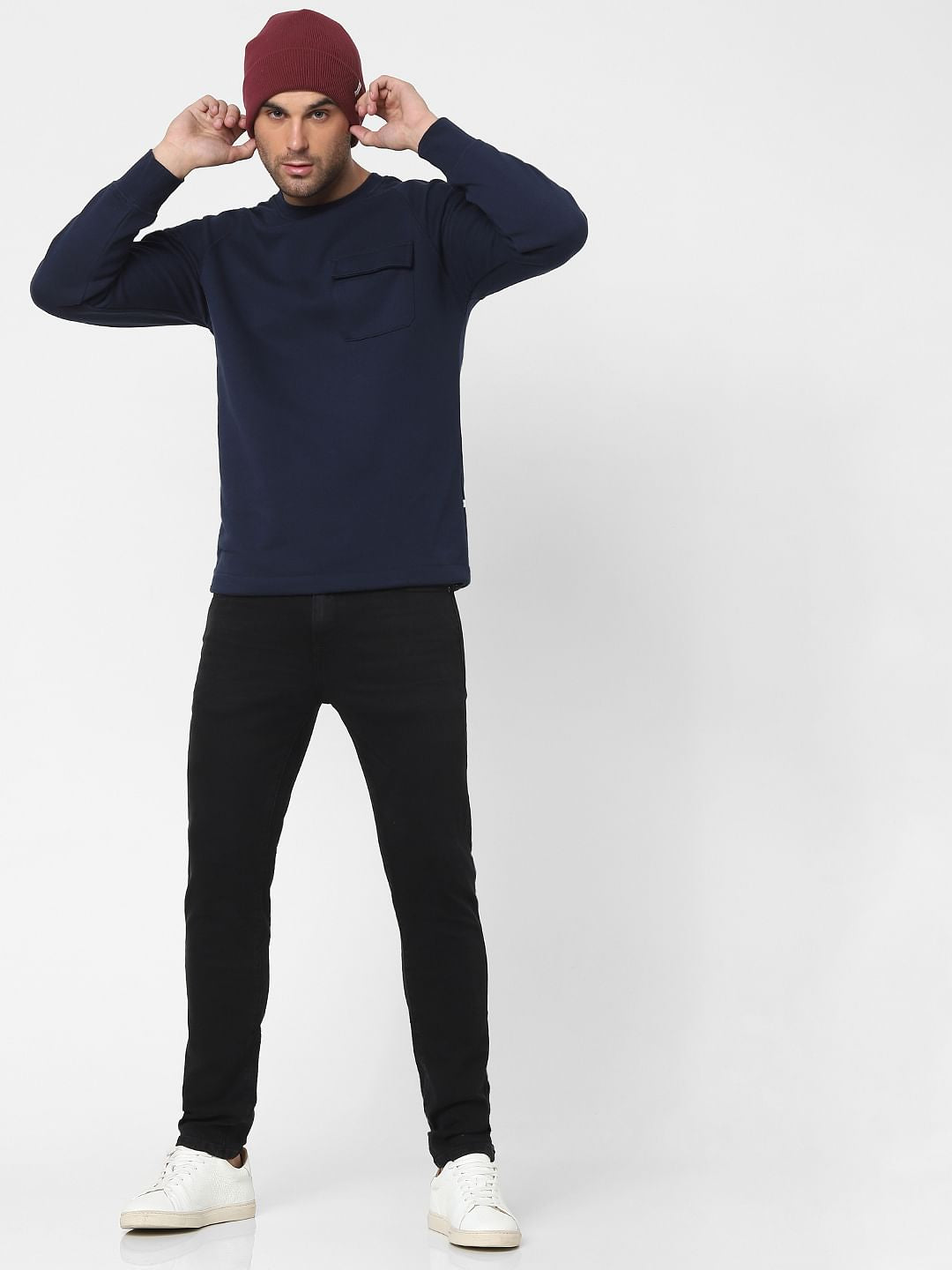 Black Mid Rise Organic Cotton Slim Jeans