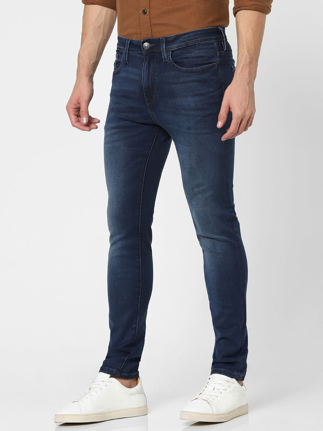 Blue Mid Rise Slim Jeans