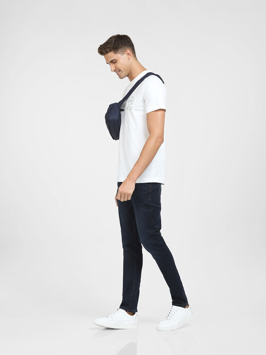 Dark Blue Mid Rise Slim Fit Jeans