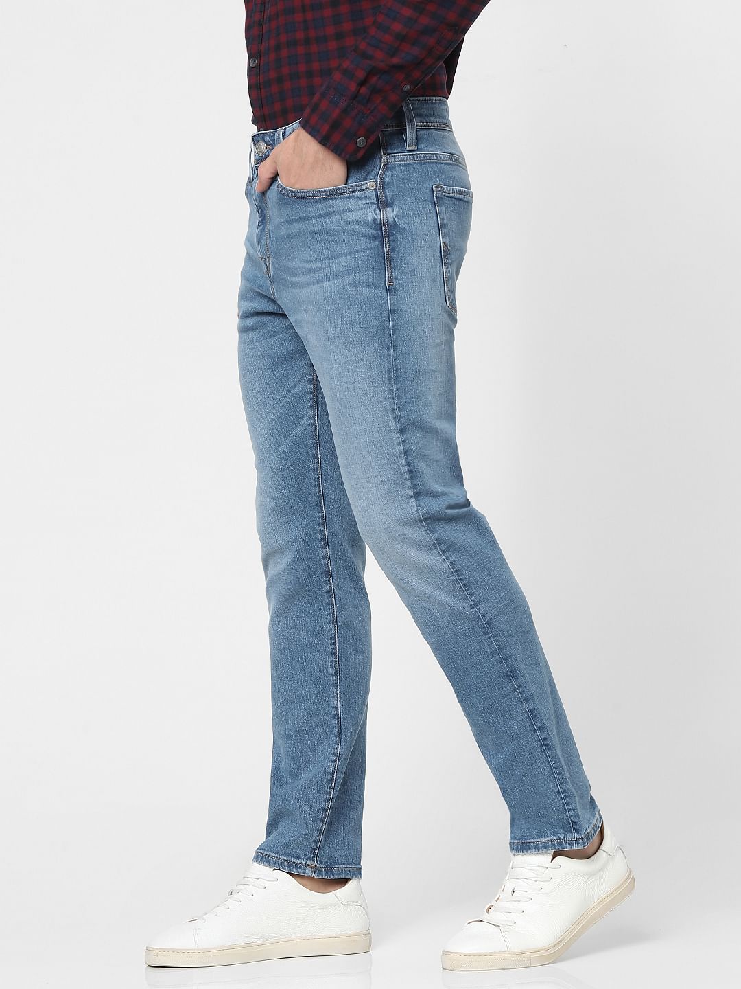 Light Blue Mid Rise Straight Jeans