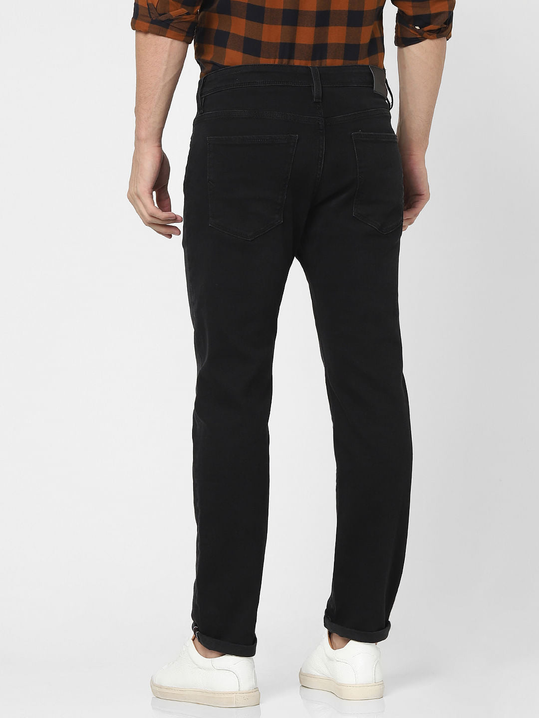 Black Mid Rise Straight Fit Jeans