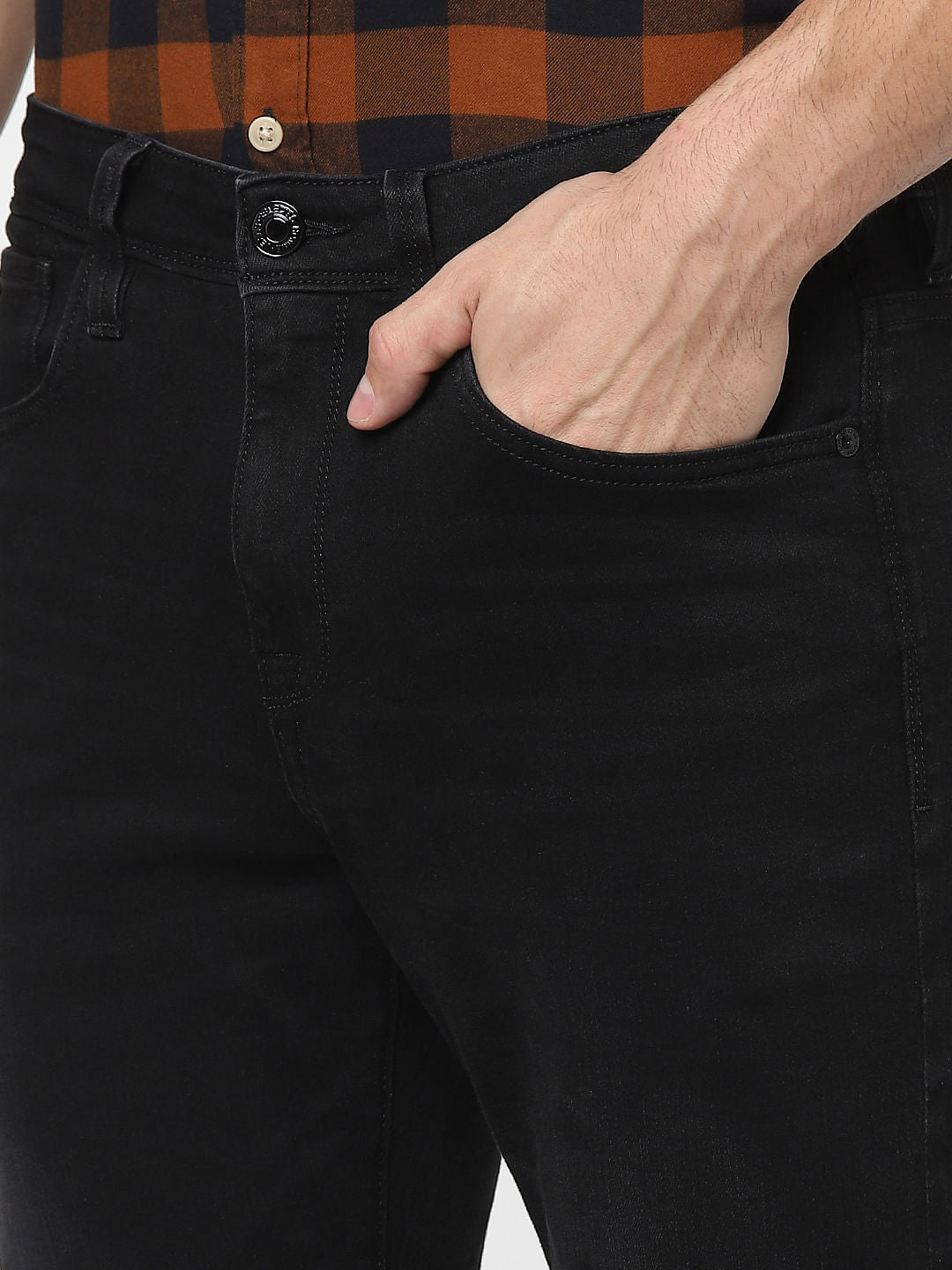 Black Mid Rise Straight Fit Jeans