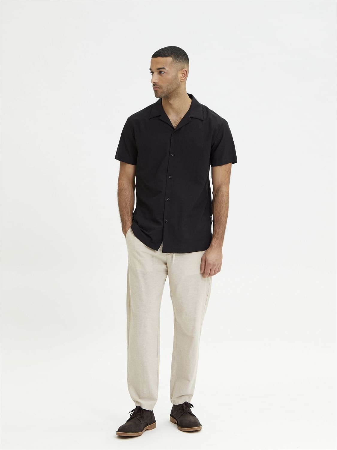 Black Cuban Collar Shirt