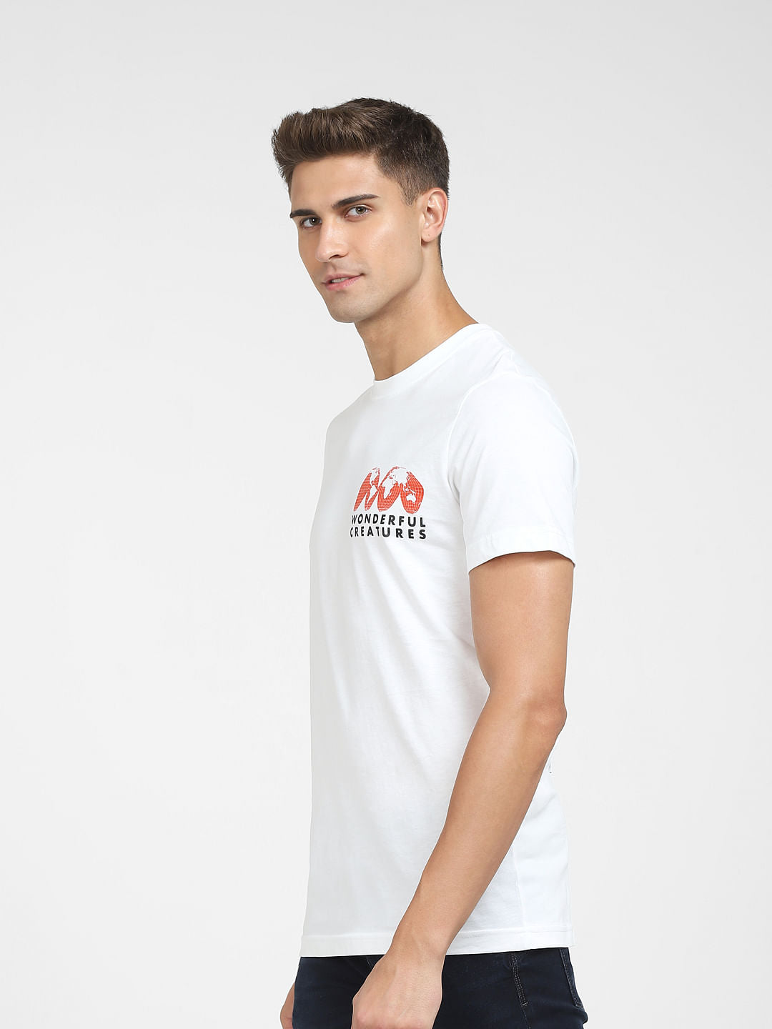 White Graphic Print Crew Neck T-Shirt
