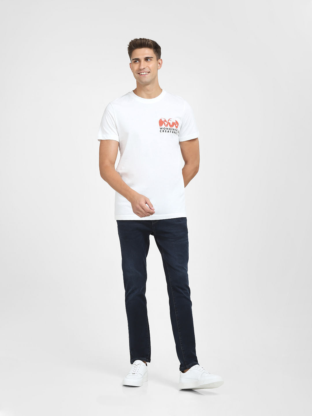 White Graphic Print Crew Neck T-Shirt