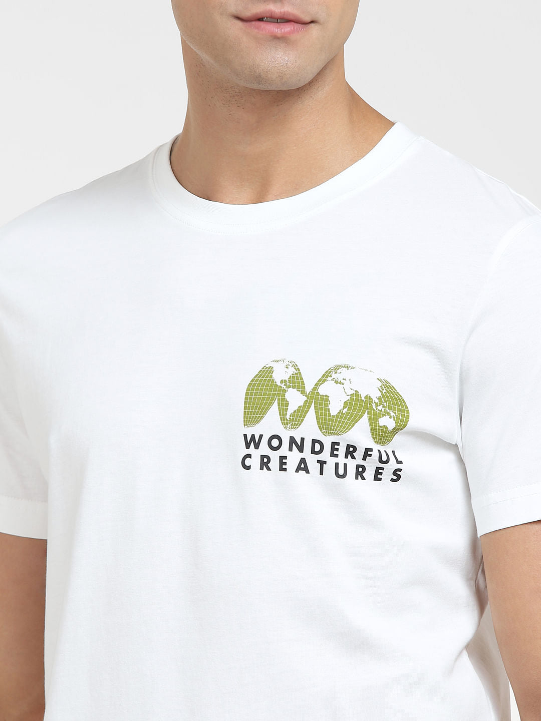 White Graphic Print Crew Neck T-Shirt