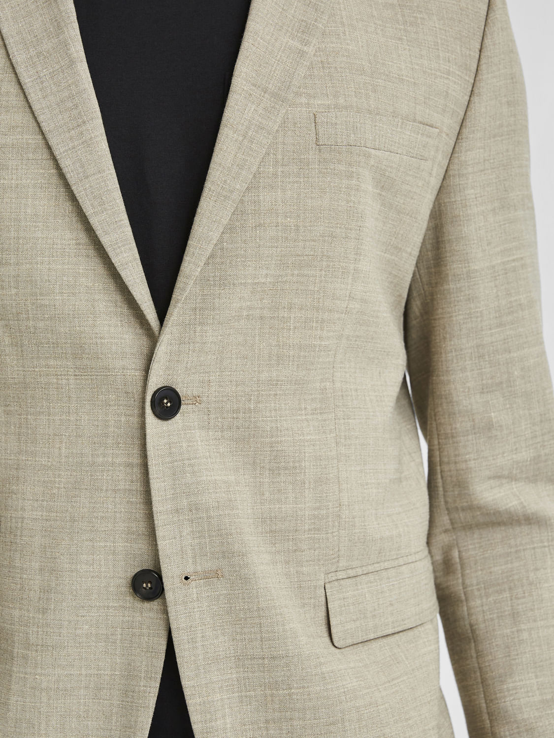 Beige Slim Fit Suit-Set Blazer