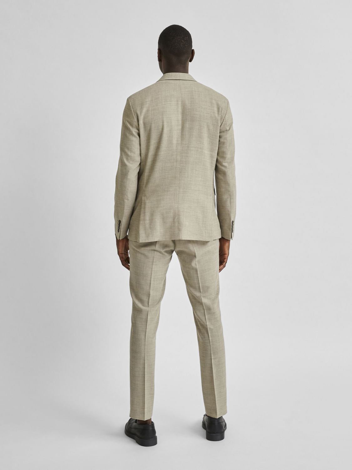 Beige Slim Fit Suit-Set Blazer