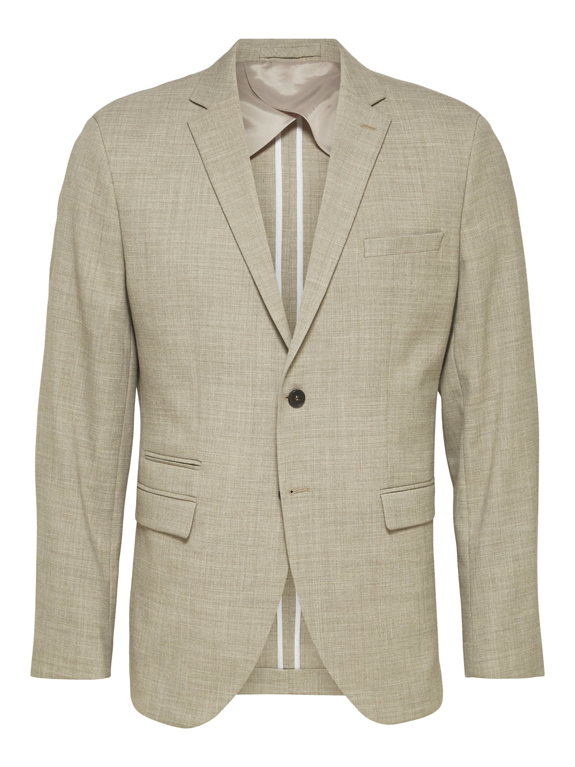 Beige Slim Fit Suit-Set Blazer