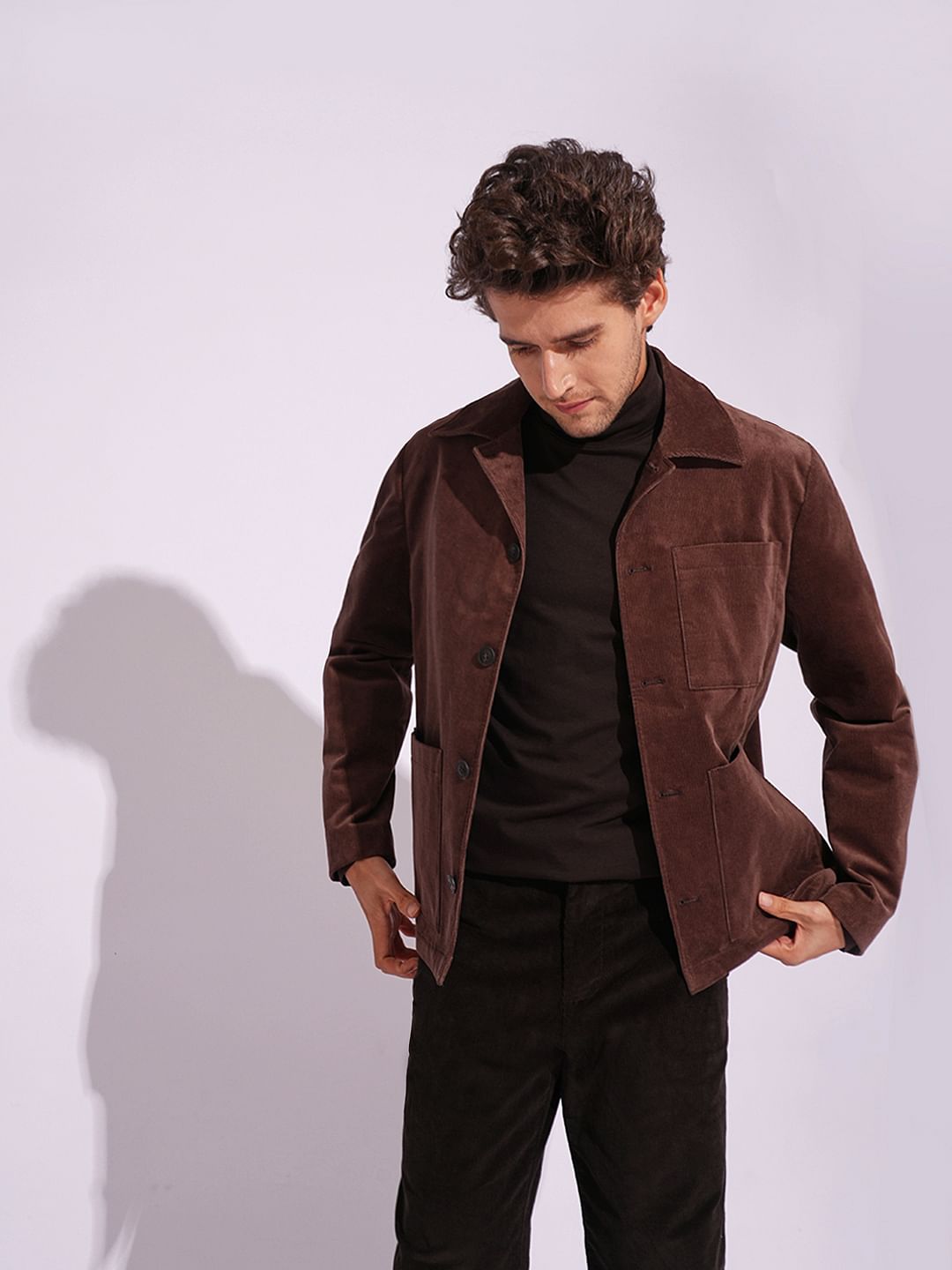 Brown Organic Cotton Turtleneck T-Shirt