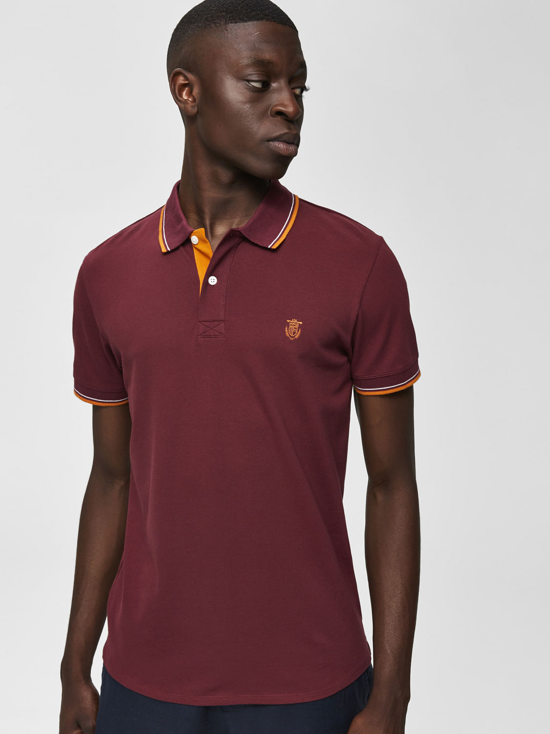 Maroon With Contrast Collar Polo T-Shirt