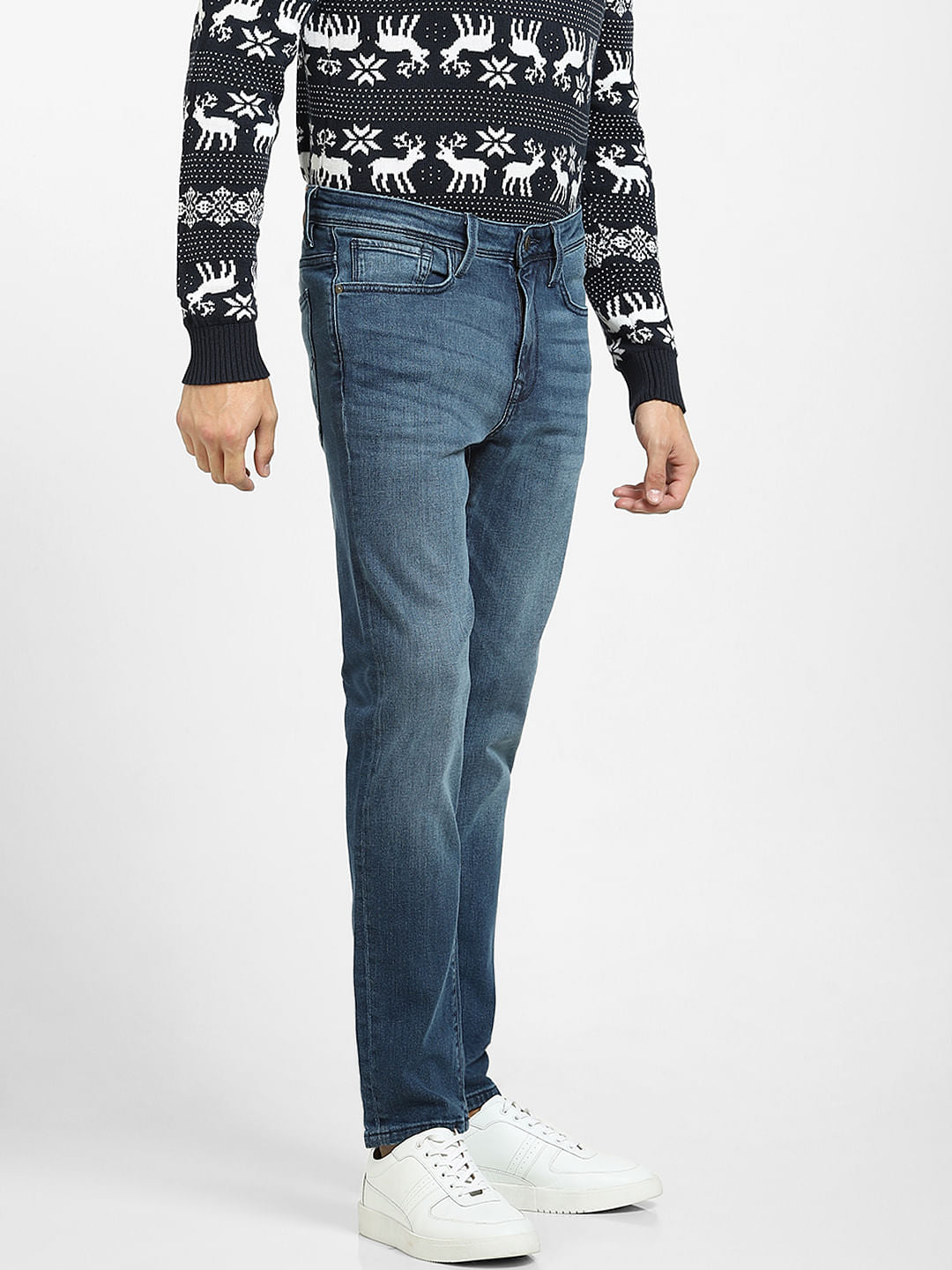 Blue Mid Rise Slim Fit Jeans